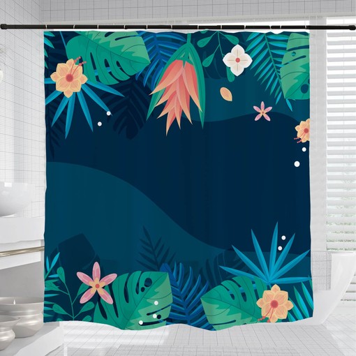 Green Leaves Flowers Shower Curtain for Boho Bathroom Decor, Perfect for Nature-Inspired Boho Style - Image 3