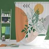 Green Leaves Sun Boho Shower Curtain, Bohemian Abstract Retro Fabric, Unique Home Bathroom Decor Accessory