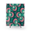 Green Mid Century Modern Shower Curtain | Vintage Bathroom Decor 1950s 1960s Style | Print Shower Curtain