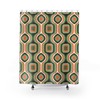 Green Mid Century Modern Shower Curtain, Vintage Retro Rustic Bathroom Decor