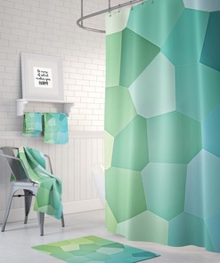 Green Mosaic Shower Curtain, Bring a Modern Vibe to Your Bathroom Decor | green shower curtains