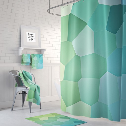 Green Mosaic Shower Curtain, Bring a Modern Vibe to Your Bathroom Decor | green shower curtains