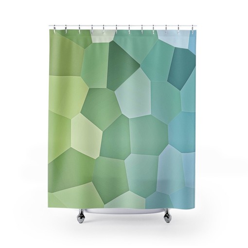Green Mosaic Shower Curtain, Bring a Modern Vibe to Your Bathroom Decor | green shower curtains - Image 2