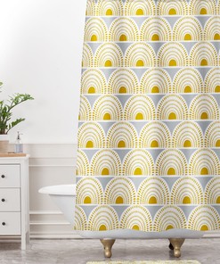 Grey Boho Sunburst Shower Curtain with Geometric Print, Adds Bohemian Style to Your Bathroom Decor