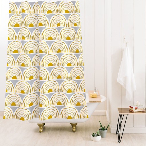 Grey Boho Sunburst Shower Curtain with Geometric Print, Adds Bohemian Style to Your Bathroom Decor - Image 2
