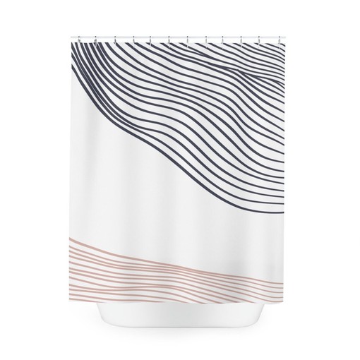 Grey Brown Waves Abstract Art Shower Curtain or Mat, Minimalistic Contemporary Curtain for Apartment Bathroom Decor - Image 4