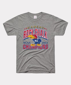 Grey Rock Chalk Champions Tee - NCAA Shirts for Kansas Fans