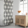 Grey and Beige Minimalist Abstract Geometric Mid Century Modern Shower Curtain for the 1970s