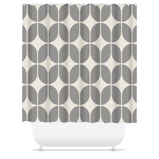 Grey and Beige Minimalist Abstract Geometric Mid Century Modern Shower Curtain for the 1970s - Image 3