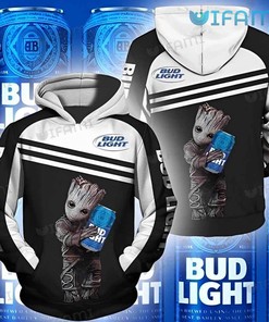 Groot Hugging Can Bud Light All Over Print Zip Up Hoodie Men - 3D Design