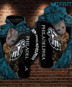 Groot Hugs Philly Eagles 3D Hoodies with Custom Print