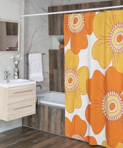 Groovy 60's 70's Hippie Retro Flowers Shower Curtain for Colorful and Fun Bathroom Decor
