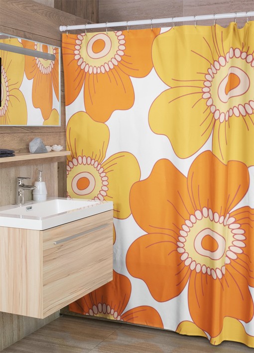 Groovy 60's 70's Hippie Retro Flowers Shower Curtain for Colorful and Fun Bathroom Decor - Image 2