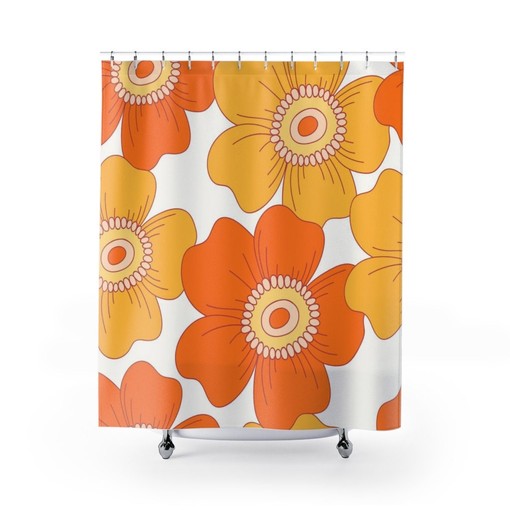 Groovy 60's 70's Hippie Retro Flowers Shower Curtain for Colorful and Fun Bathroom Decor - Image 3