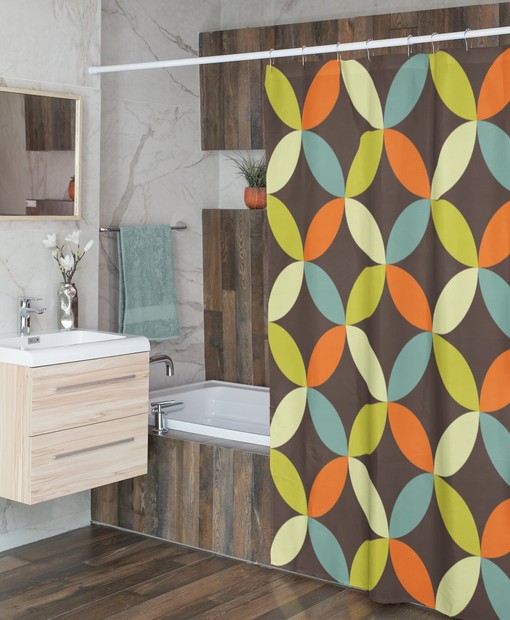 Groovy 60's 70's Retro Sunburst Shower Curtain with Hippie Flower Designs for Retro Bathroom Accessory - Image 4