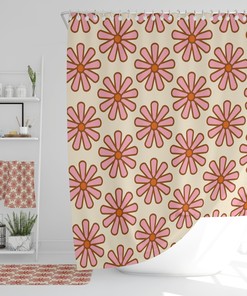 Groovy Boho Floral Bathroom Set - Fun Retro Decor for Hippie Shower Accessory