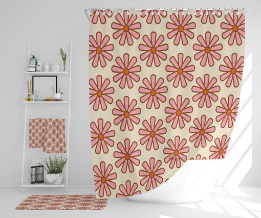 Groovy Boho Floral Bathroom Set - Fun Retro Decor for Hippie Shower Accessory