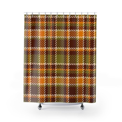 Groovy Buffalo Plaid Shower Curtain, Retro 70s Bathroom Decor - Image 2
