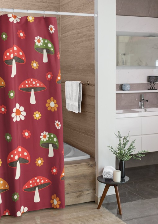Groovy Fall Mushroom Shower Curtain, Unique Bathroom Decor, Retro Bath Accessory - Image 4