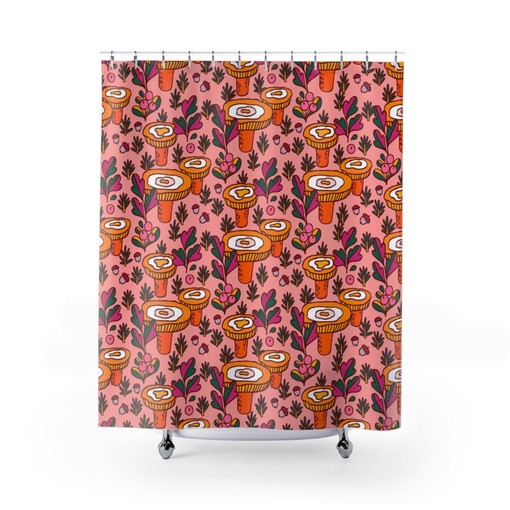 Groovy Fall Mushroom Shower Curtain, Vintage Bathroom Decor - Image 2