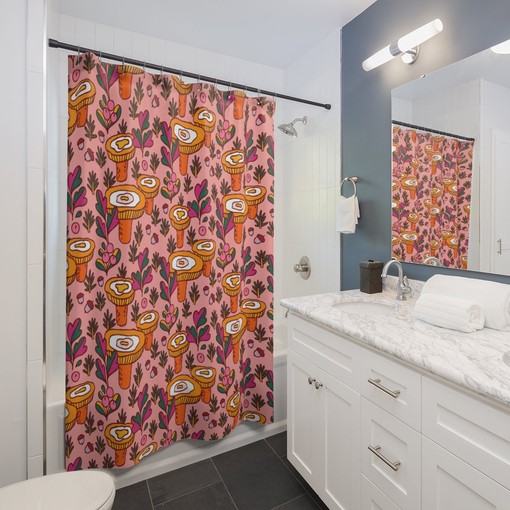 Groovy Fall Mushroom Shower Curtain, Vintage Bathroom Decor - Image 3