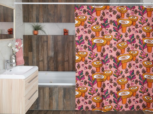 Groovy Fall Mushroom Shower Curtain, Vintage Bathroom Decor - Image 4