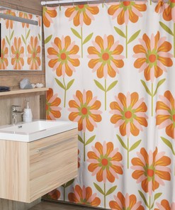 Groovy Flower Power Shower Curtain, 60s 70s Hippie Bathroom Decor