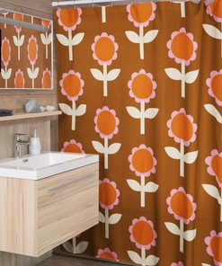 Groovy Flower Power Shower Curtains, 60s 70s Hippie Bathroom Decor, Retro Bath Accessory