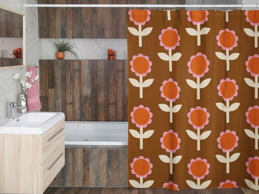 Groovy Flower Power Shower Curtains, 60s 70s Hippie Bathroom Decor, Retro Bath Accessory - Image 4