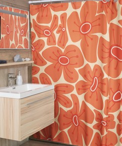 Groovy Flower Shower Curtain, Vintage 70's Bathroom Decor