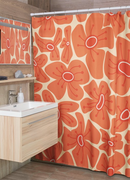 Groovy Flower Shower Curtain, Vintage 70's Bathroom Decor
