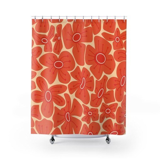 Groovy Flower Shower Curtain, Vintage 70's Bathroom Decor - Image 2