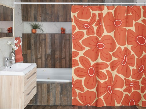 Groovy Flower Shower Curtain, Vintage 70's Bathroom Decor - Image 4