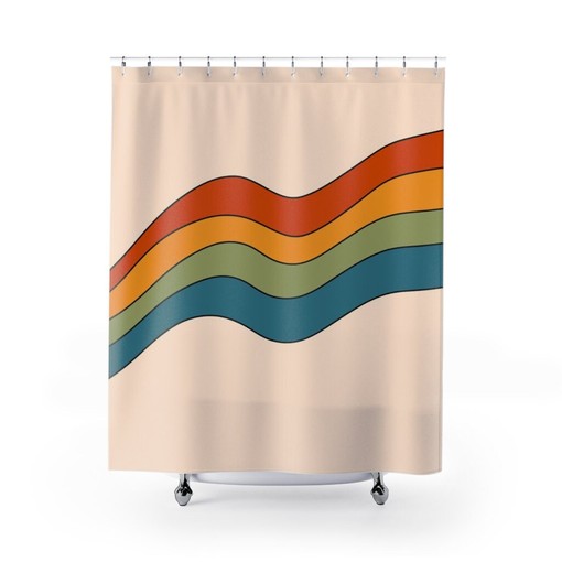 Groovy Hippie Flower Shower Curtain, Retro 60's Bathroom Decor - Image 3