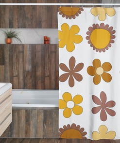 Groovy Hippie Flower Shower Curtain, Vintage Retro Tub Accessory