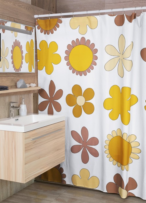 Groovy Hippie Flower Shower Curtain, Vintage Retro Tub Accessory - Image 2