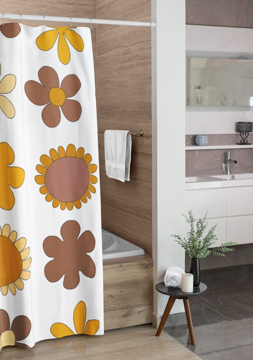 Groovy Hippie Flower Shower Curtain, Vintage Retro Tub Accessory - Image 3