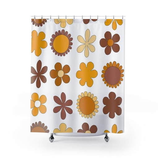 Groovy Hippie Flower Shower Curtain, Vintage Retro Tub Accessory - Image 4