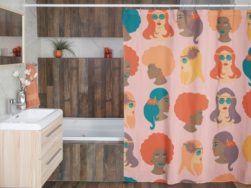 Groovy Hippie Women Shower Curtain, Vintage Bathroom Decor - Image 4