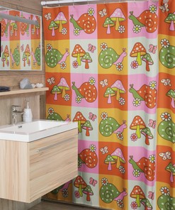 Groovy Mushroom Shower Curtain, Retro 60's Bathroom Decor
