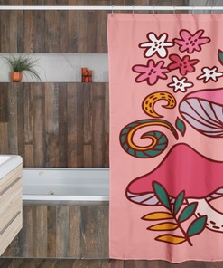 Groovy Mushroom Shower Curtain, Retro Bathroom Decor with a Touch of Mushroom Home Decor