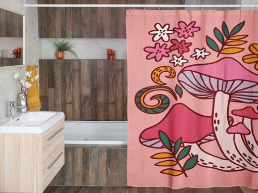 Groovy Mushroom Shower Curtain, Retro Bathroom Decor with a Touch of Mushroom Home Decor