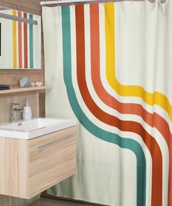 Groovy Psychedelic Boho Shower Curtain, Quirky Retro Curtain for Cool Bathroom
