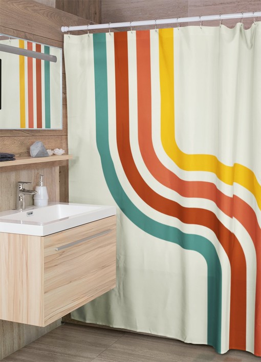 Groovy Psychedelic Boho Shower Curtain, Quirky Retro Curtain for Cool Bathroom