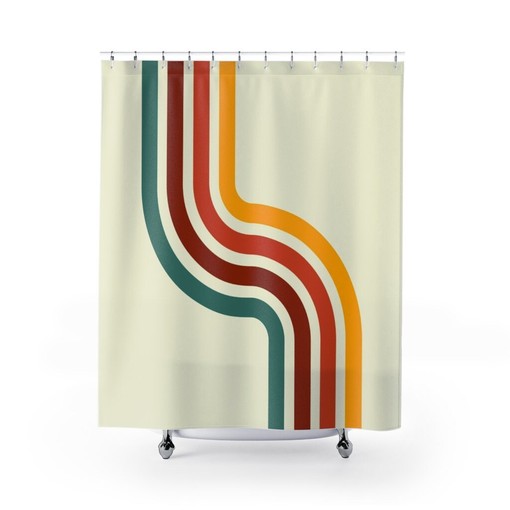 Groovy Psychedelic Boho Shower Curtain, Quirky Retro Curtain for Cool Bathroom - Image 2