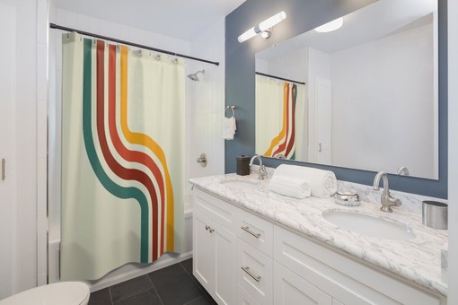 Groovy Psychedelic Boho Shower Curtain, Quirky Retro Curtain for Cool Bathroom - Image 3