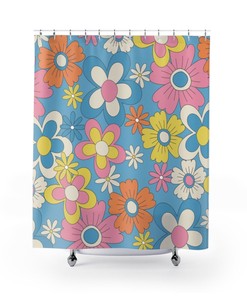 Groovy Retro 70s Aesthetic Shower Curtain: Perfect for Hippie Bathroom Decor