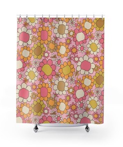 Groovy Retro 70s Design & Print Shower Curtain: Cool Hipster Bathroom Decor Idea