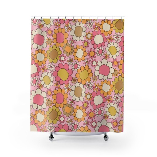 Groovy Retro 70s Design & Print Shower Curtain: Cool Hipster Bathroom Decor Idea