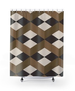 Groovy Retro Geometric Shower Curtain - Guest Bathroom Decor with Vibrant Colors